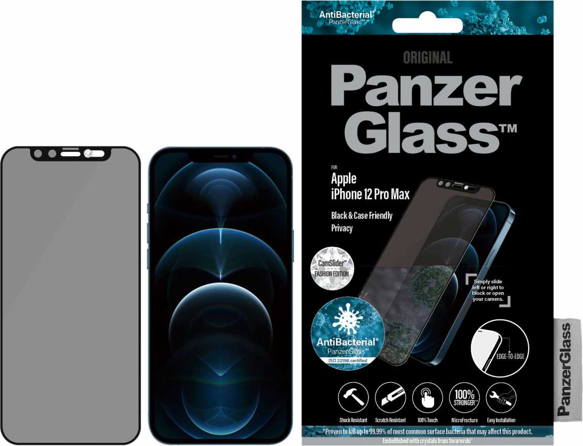 Стекло защитное PanzerGlass Swarovski CamSlider для iPhone 12 Pro Max, черный купить