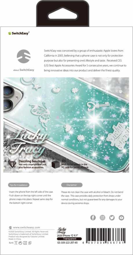 Чехол SwitchEasy Lucky Tracy для iPhone 12/12 Pro, черный (светло-серый)