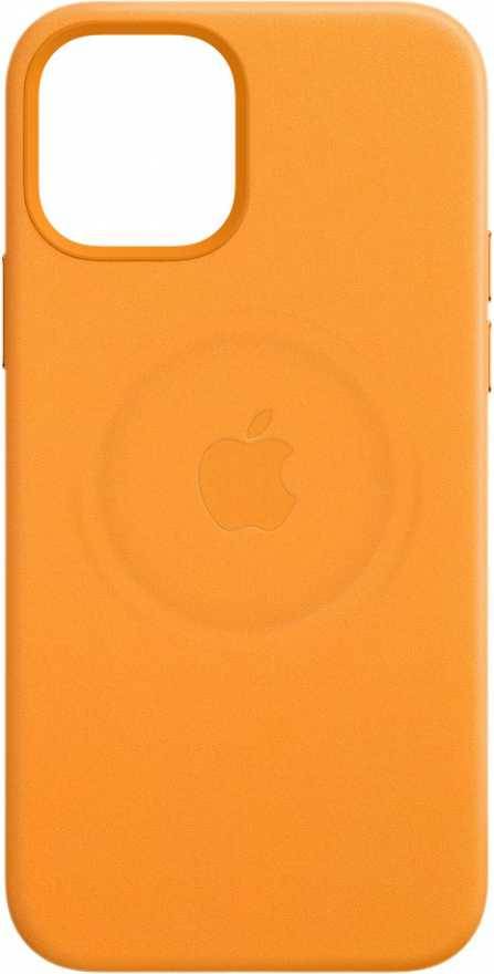 Чехол Apple MagSafe для iPhone 12/12 Pro, кожа, красный (PRODUCT)RED (золотой апельсин)