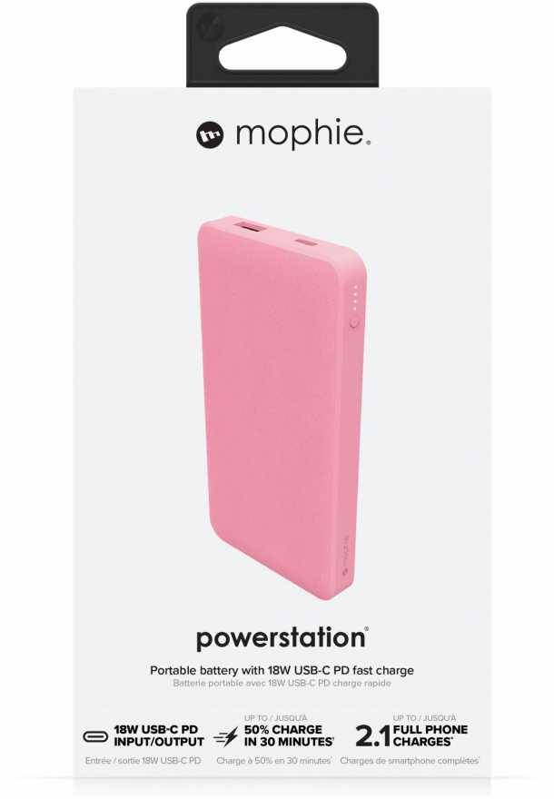 Внешний аккумулятор Mophie Powerstation PD USB-C + USB-A 10000 мАч, черный (розовый)