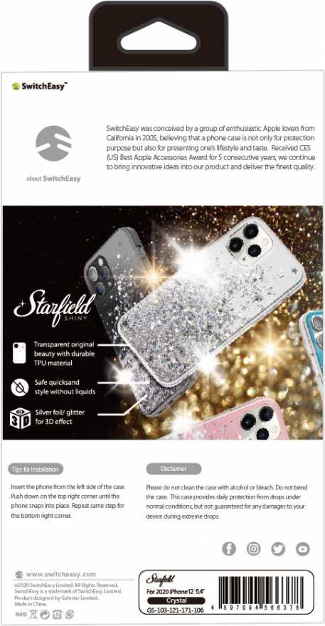 Чехол SwitchEasy Starfield для iPhone 12 mini, кристалл купить