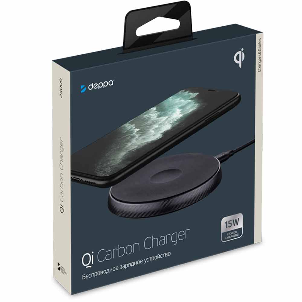 Беспроводное зарядное устройство Deppa Qi Carbon Charger 15W купить