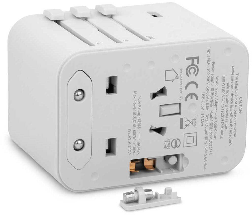 Зарядное устройство Moshi World Travel Adapter USB-C + USB-A, 15 Вт, белый купить