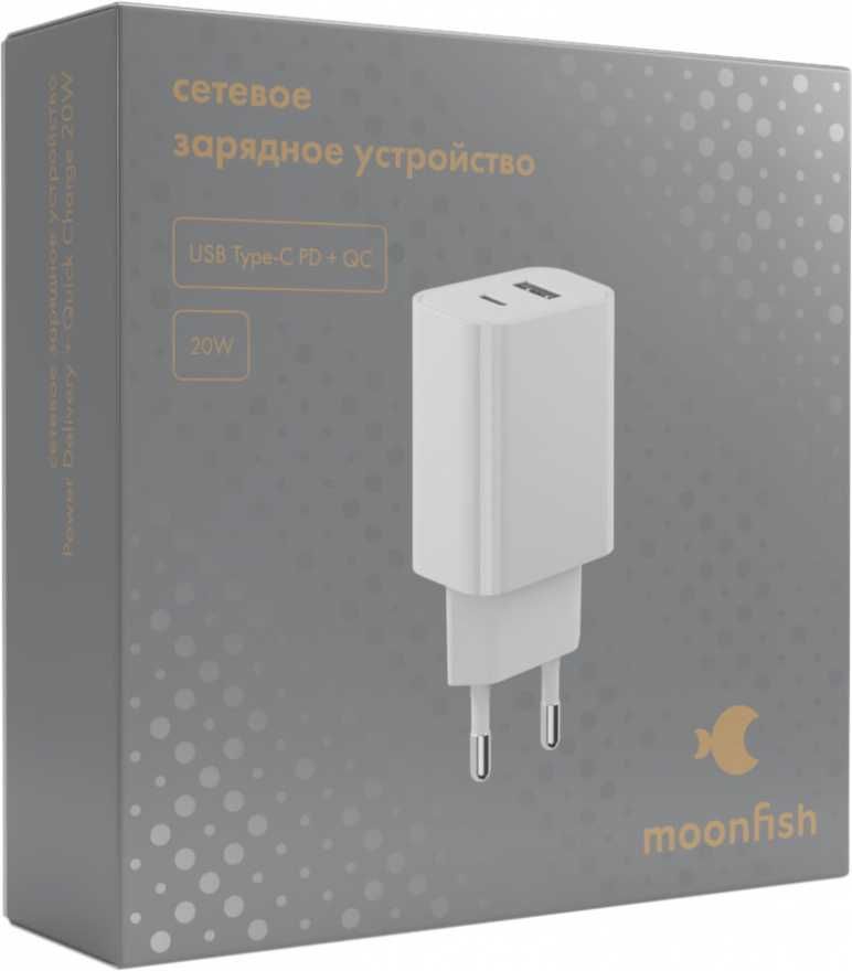 Сетевое зарядное устройство moonfish USB-A + USB-C, PD, 20Вт, белый купить