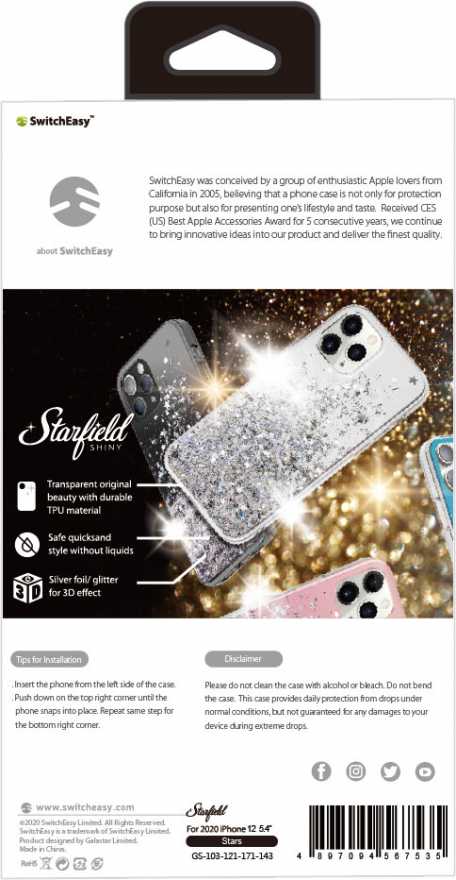 Чехол SwitchEasy Starfield для iPhone 12 mini, кристалл (белый)