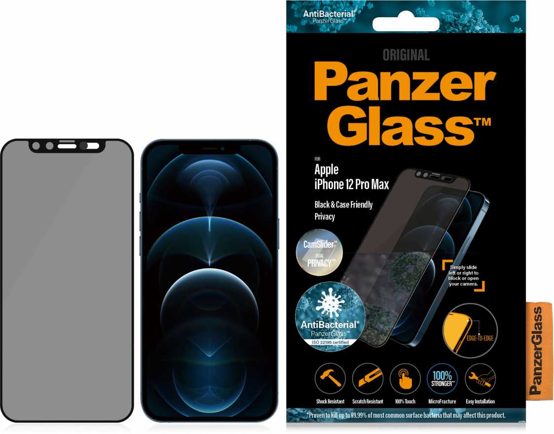 Стекло защитное PanzerGlass CamSlider Privacy для iPhone 12 Pro Max, черный купить