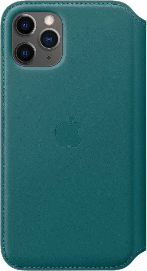 Чехол Apple для iPhone 11 Pro Leather Folio, чёрный (зелёный павлин)