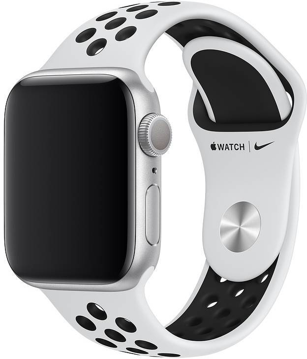 Спортивный ремешок Apple Watch 40/38 мм, размер S/M и M/L, антрацитовый/чёрный (чистая платина/чёрный)
