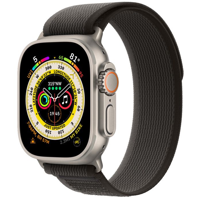 Смарт-часы Apple Watch Ultra 49mm Titanium Case Trail Loop S/M (черный/серый)