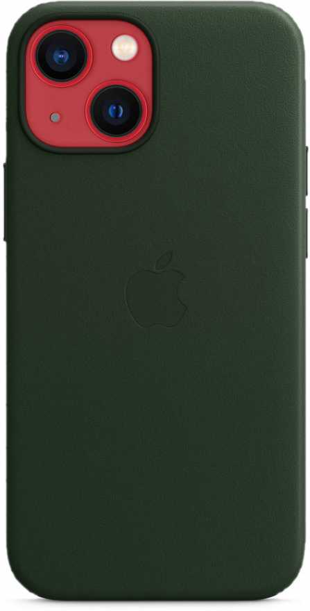 Чехол Apple MagSafe для iPhone 13 mini, кожа, тёмная ночь (зелёная секвойя)