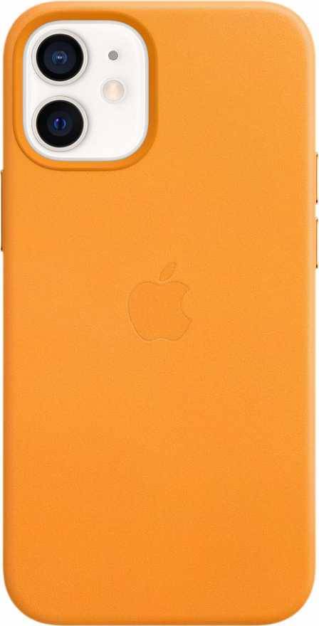 Чехол Apple MagSafe для iPhone 12 mini, кожа, красный (PRODUCT)RED (золотой апельсин)