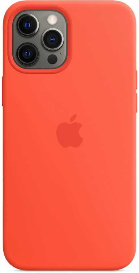 Чехол Apple MagSafe для iPhone 12 Pro Max, силикон, белый (солнечный апельсин)