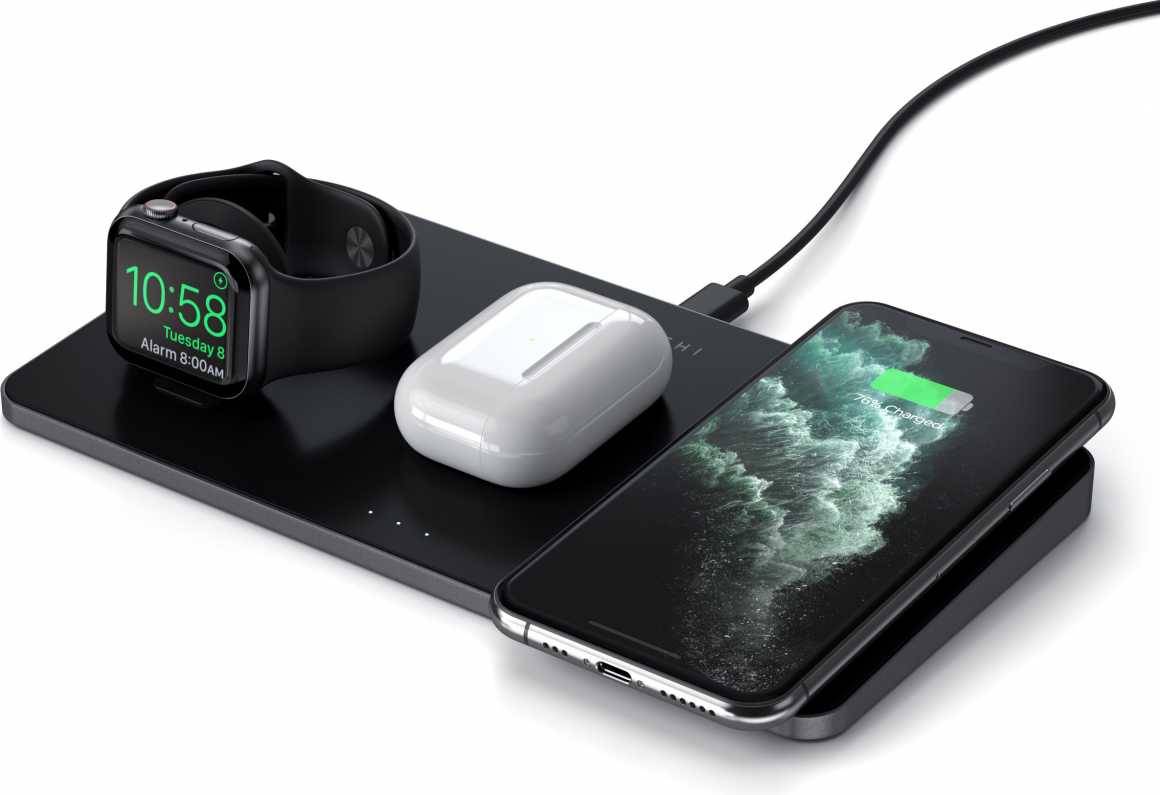 Беспроводное зарядное устройство Satechi Trio Wireless Charging Pad (Apple Watch, AirPods, iPhone), серый космос купить