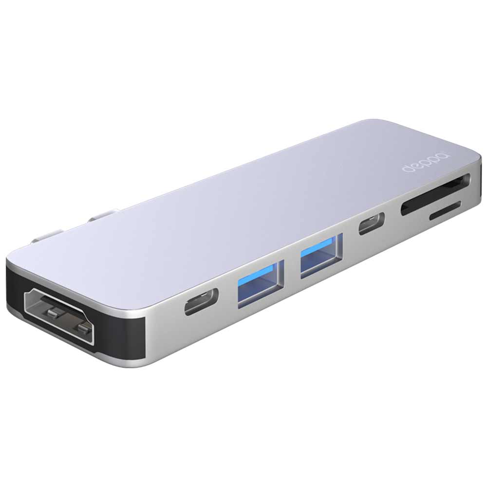 Адаптер Deppa USB-C для MacBook 7-в-1 для MacBook серебристый купить